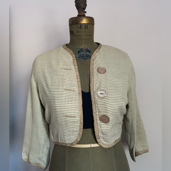 Vintage Cropped Houndstooth Jacket - Picture 2 of 10